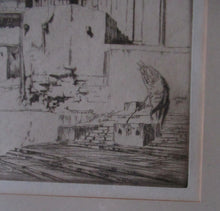 Load image into Gallery viewer, Lumsden Feeding the Birds Etching Temple on the River Ganges 1921 Signed
