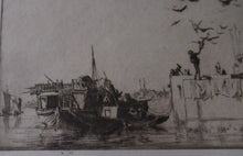 Load image into Gallery viewer, Lumsden Feeding the Birds Etching Temple on the River Ganges 1921 Signed
