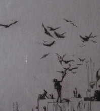 Load image into Gallery viewer, Lumsden Feeding the Birds Etching Temple on the River Ganges 1921 Signed
