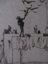Load image into Gallery viewer, Lumsden Feeding the Birds Etching Temple on the River Ganges 1921 Signed
