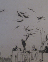 Load image into Gallery viewer, Lumsden Feeding the Birds Etching Temple on the River Ganges 1921 Signed
