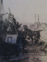Load image into Gallery viewer, Lumsden Feeding the Birds Etching Temple on the River Ganges 1921 Signed
