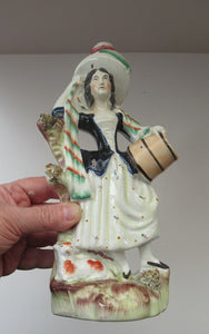 Antique 19th Century Shepherdess with Little Sheep at her Feet