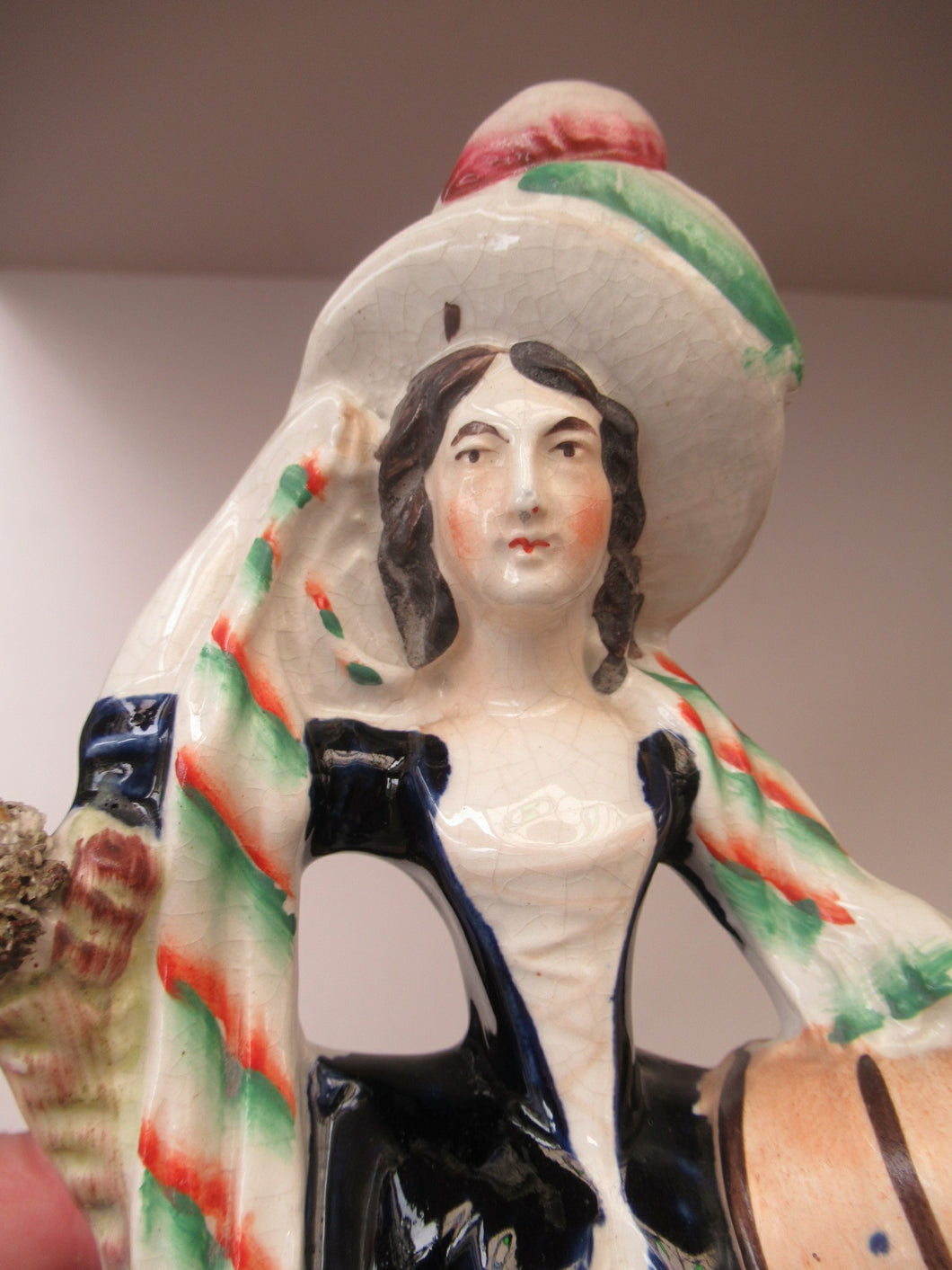Antique 19th Century Shepherdess with Little Sheep at her Feet