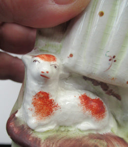 Antique 19th Century Shepherdess with Little Sheep at her Feet