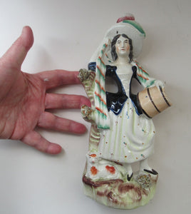 Antique 19th Century Shepherdess with Little Sheep at her Feet