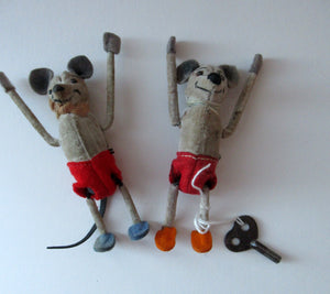 PAIR of 1930s Schuco Disney Mickey Mouse Tumbling Clockwork Toys