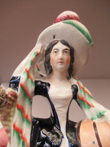 Antique 19th Century Shepherdess with Little Sheep at her Feet