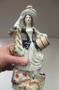 Antique 19th Century Shepherdess with Little Sheep at her Feet