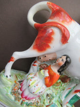 Load image into Gallery viewer, Unusual Antique Staffordshire Cow and Milkmaid Spill Vase and Milk Jug
