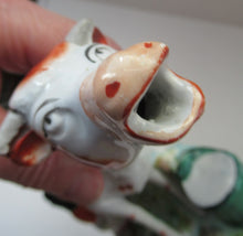 Load image into Gallery viewer, Unusual Antique Staffordshire Cow and Milkmaid Spill Vase and Milk Jug
