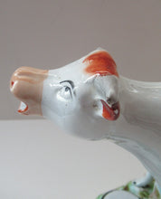 Load image into Gallery viewer, Unusual Antique Staffordshire Cow and Milkmaid Spill Vase and Milk Jug
