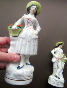 Antique Staffordshire Figurine Pair. Couple out Fruit Picking