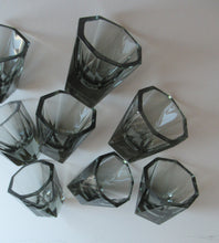 Load image into Gallery viewer, 1930s Czechoslovakian  Schlevogt Bacchus Decanter  &amp; Shot Glasses
