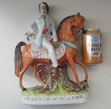 Load image into Gallery viewer, Equestrian Figurines. 1860s Staffordshire Pottery. Pair Edward VII and Princess Alexandra
