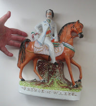 Load image into Gallery viewer, Equestrian Figurines. 1860s Staffordshire Pottery. Pair Edward VII and Princess Alexandra

