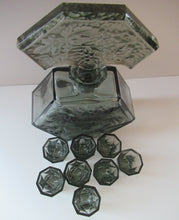 Load image into Gallery viewer, 1930s Czechoslovakian  Schlevogt Bacchus Decanter  &amp; Shot Glasses
