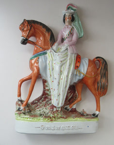 Equestrian Figurines. 1860s Staffordshire Pottery. Pair Edward VII and Princess Alexandra