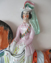 Load image into Gallery viewer, Equestrian Figurines. 1860s Staffordshire Pottery. Pair Edward VII and Princess Alexandra
