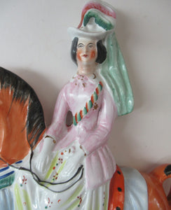 Equestrian Figurines. 1860s Staffordshire Pottery. Pair Edward VII and Princess Alexandra