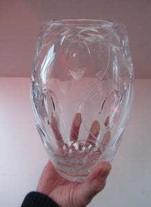 Large Stuart Crystal Cut Glass Vase after JOHN LUXTON. Height 8 1/2 inches.