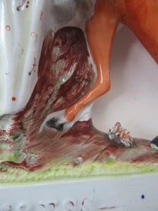 Equestrian Figurines. 1860s Staffordshire Pottery. Pair Edward VII and Princess Alexandra