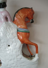 Load image into Gallery viewer, Equestrian Figurines. 1860s Staffordshire Pottery. Pair Edward VII and Princess Alexandra
