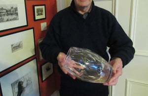 Large Stuart Crystal Cut Glass Vase after JOHN LUXTON. Height 8 1/2 inches.