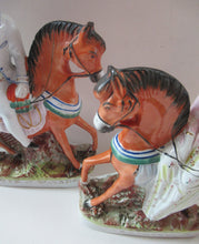 Load image into Gallery viewer, Equestrian Figurines. 1860s Staffordshire Pottery. Pair Edward VII and Princess Alexandra
