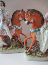 Load image into Gallery viewer, Equestrian Figurines. 1860s Staffordshire Pottery. Pair Edward VII and Princess Alexandra
