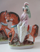 Load image into Gallery viewer, Equestrian Figurines. 1860s Staffordshire Pottery. Pair Edward VII and Princess Alexandra
