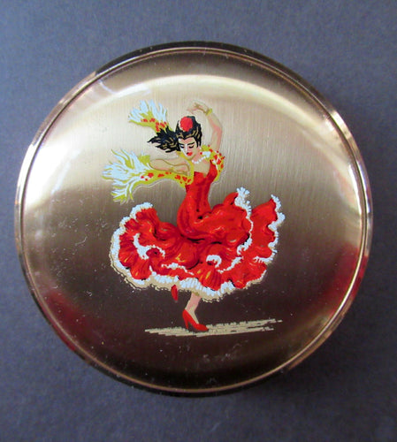 Vintage 1950s Power Compact with Spanish Flamenco Dancer Design