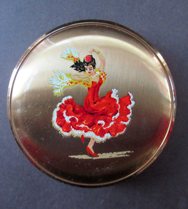 Vintage 1950s Power Compact with Spanish Flamenco Dancer Design