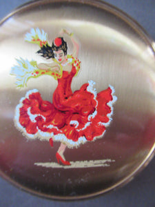 Vintage 1950s Power Compact with Spanish Flamenco Dancer Design