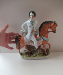 Equestrian Figurines. 1860s Staffordshire Pottery. Pair Edward VII and Princess Alexandra
