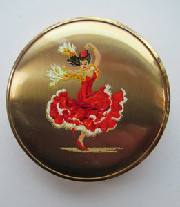 Vintage 1950s Power Compact with Spanish Flamenco Dancer Design