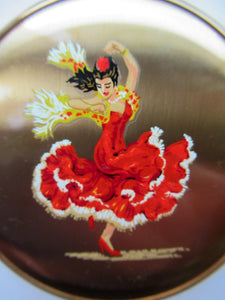 Vintage 1950s Power Compact with Spanish Flamenco Dancer Design