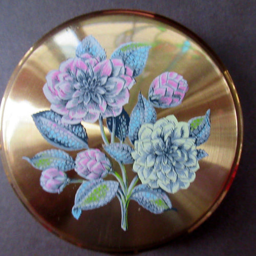 Vintage 1950s Powder Compact Hydrangea Design