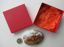 Load image into Gallery viewer, Vintage Solid Silver Box with Unique Enamels Painting of Stag in Scottish Highlands
