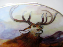 Load image into Gallery viewer, Vintage Solid Silver Box with Unique Enamels Painting of Stag in Scottish Highlands
