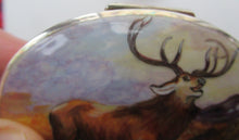 Load image into Gallery viewer, Vintage Solid Silver Box with Unique Enamels Painting of Stag in Scottish Highlands
