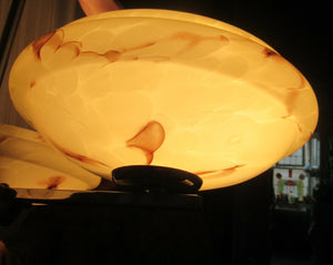 Vintage 1930s Art Deco Pendant Light Fitting. Chrome, Bakelite and Three Glass Shades
