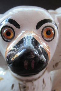 Antique Staffordshire Chimney Spaniels Wally Dogs 12 inches Glass Eyes