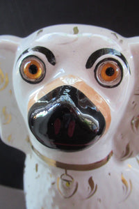 Antique Staffordshire Chimney Spaniels Wally Dogs 12 inches Glass Eyes