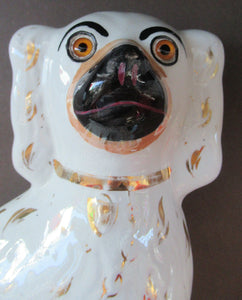 Antique Staffordshire Chimney Spaniels Wally Dogs 12 inches Glass Eyes