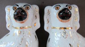 Antique Staffordshire Chimney Spaniels Wally Dogs 12 inches Glass Eyes