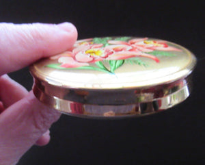 1950s Melissa Powder Compact with Pink Lilies Flowers
