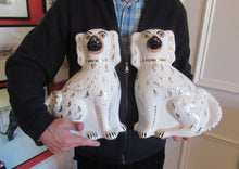 Load image into Gallery viewer, Antique Staffordshire Chimney Spaniels Wally Dogs 12 inches Glass Eyes
