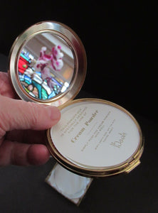 1950s Powder Compact Red Enamel Lid & Roses Design
