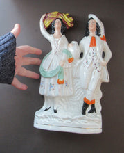 Load image into Gallery viewer, Large Antique Staffordshire Flatback Figurine Couple Harvesting 
